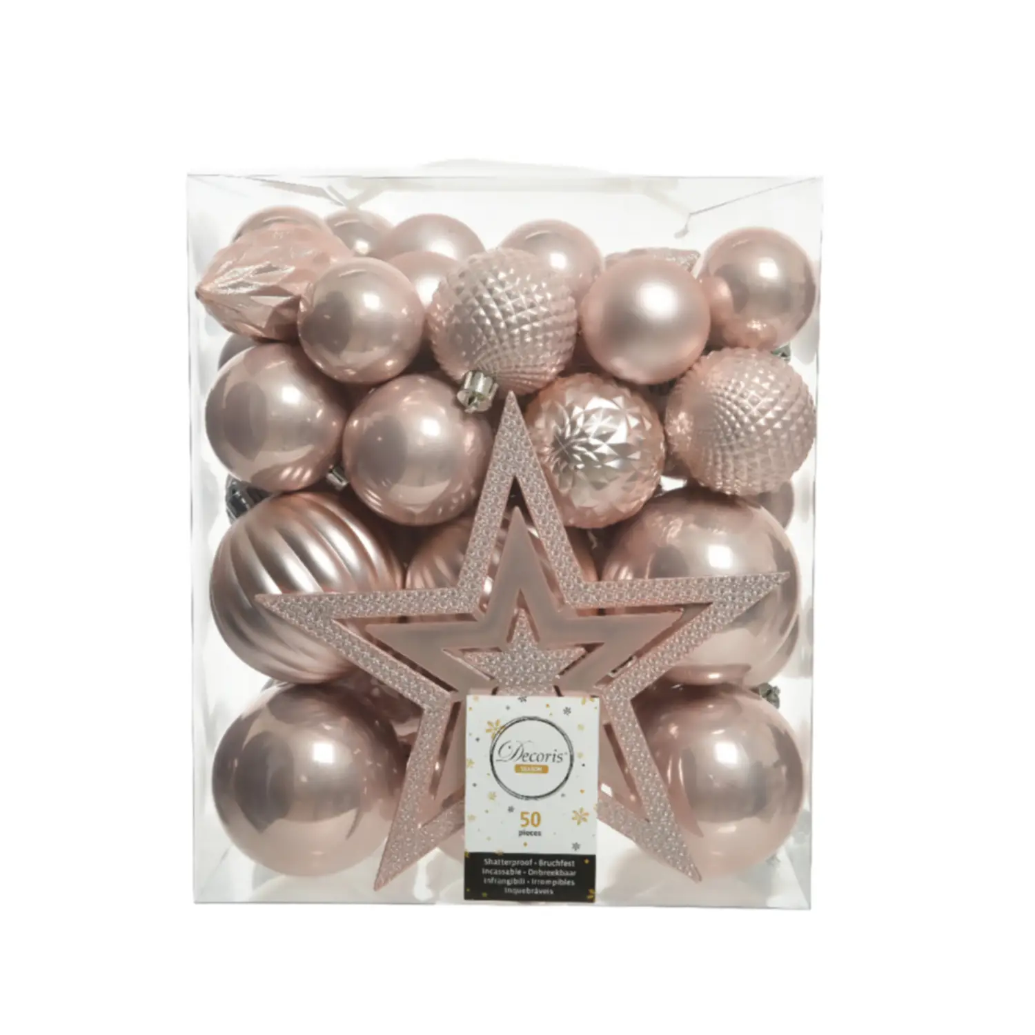 Box 50 Sfere di Natale - Diametro 8 cm - Blush Pink - addobbi albero