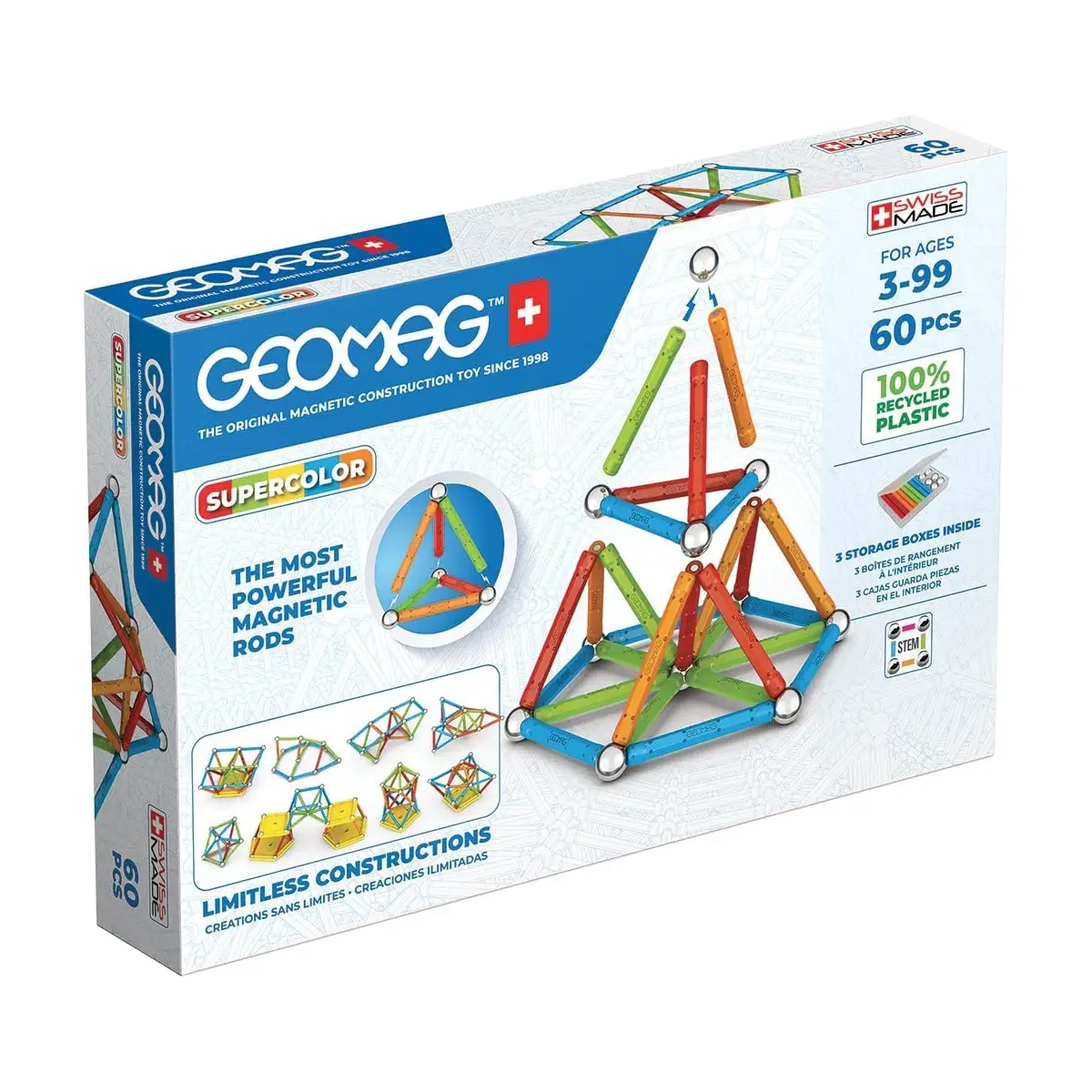 Geomag Supercolor Recycled 60 Pezzi - Costruzioni tecniche