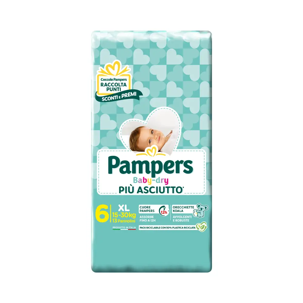 Pannolini Pampers Baby Dry Flash - Taglia 6 - 15-30 Kg - 13 Pezzi BabyDry - pannolini e salviettine