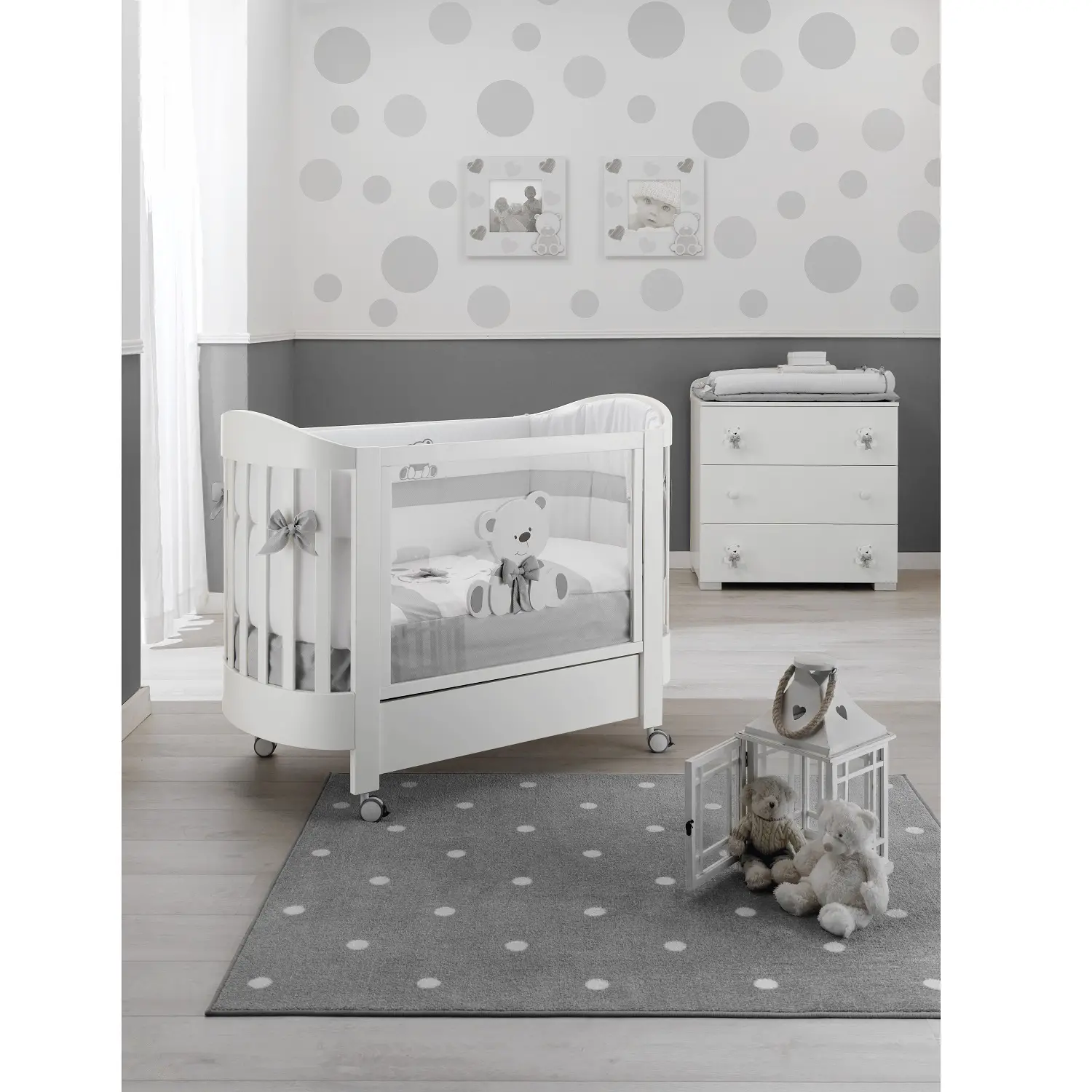 Erbesi Lettino Tato ovale Bianco Grigio con plexiglass - collezioni