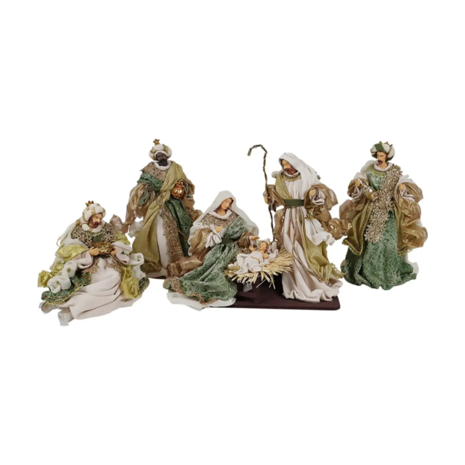 Presepe Natalizio Verde e Oro, 6 Pezzi - presepi