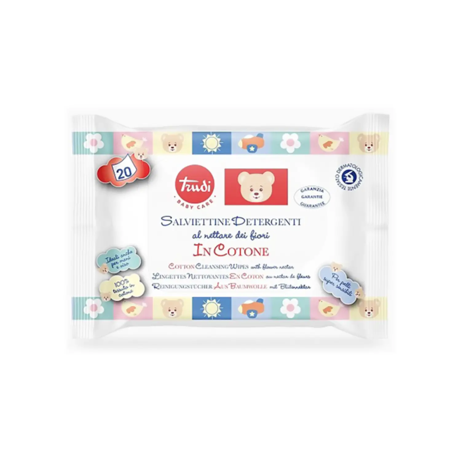 Salviettine Detergenti in Cotone 20 Pezzi Trudi Baby Care - pannolini e salviettine
