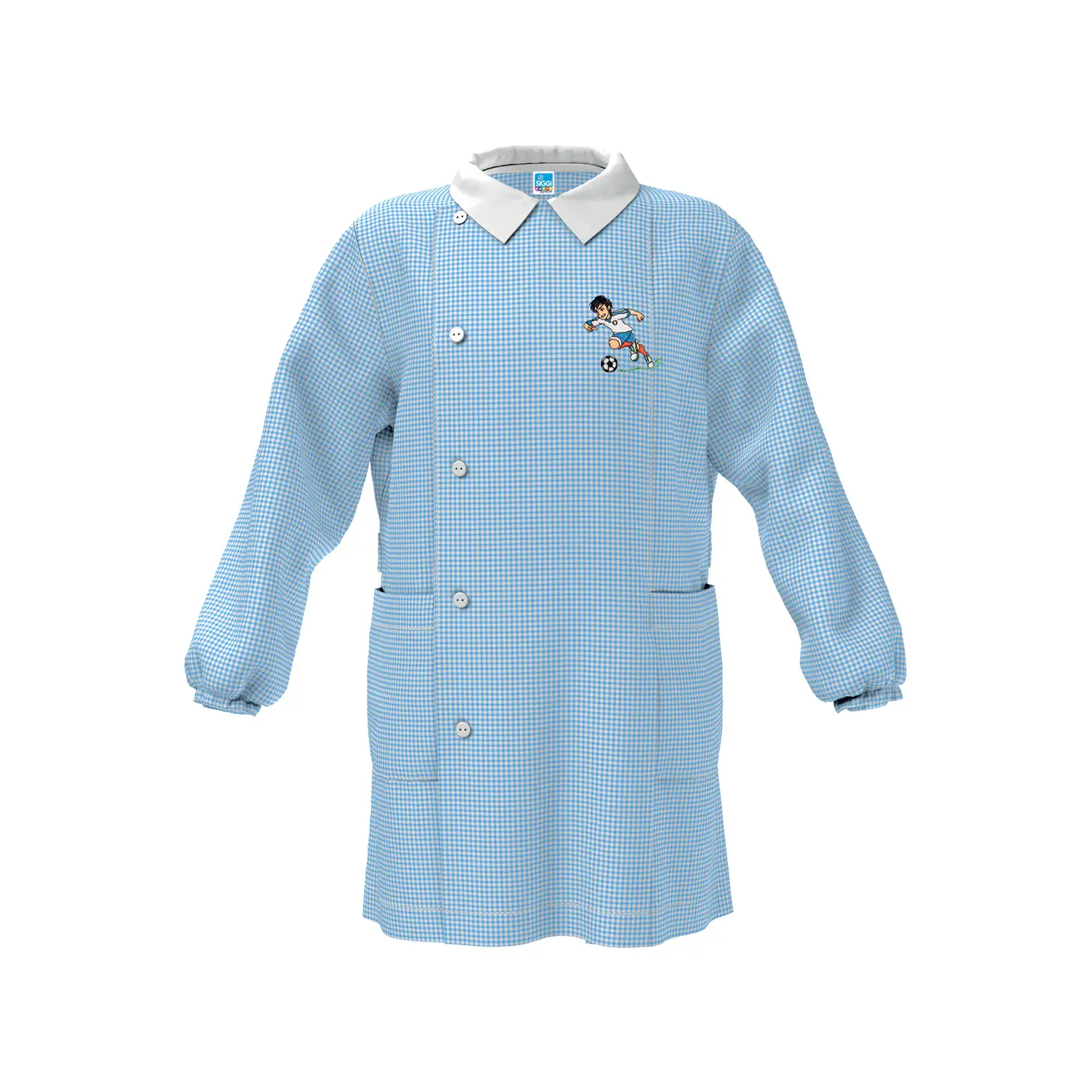 Grembiule Bambino Asilo 4043 Quadrettato Azzurro 5 Anni - grembiuli scolastici