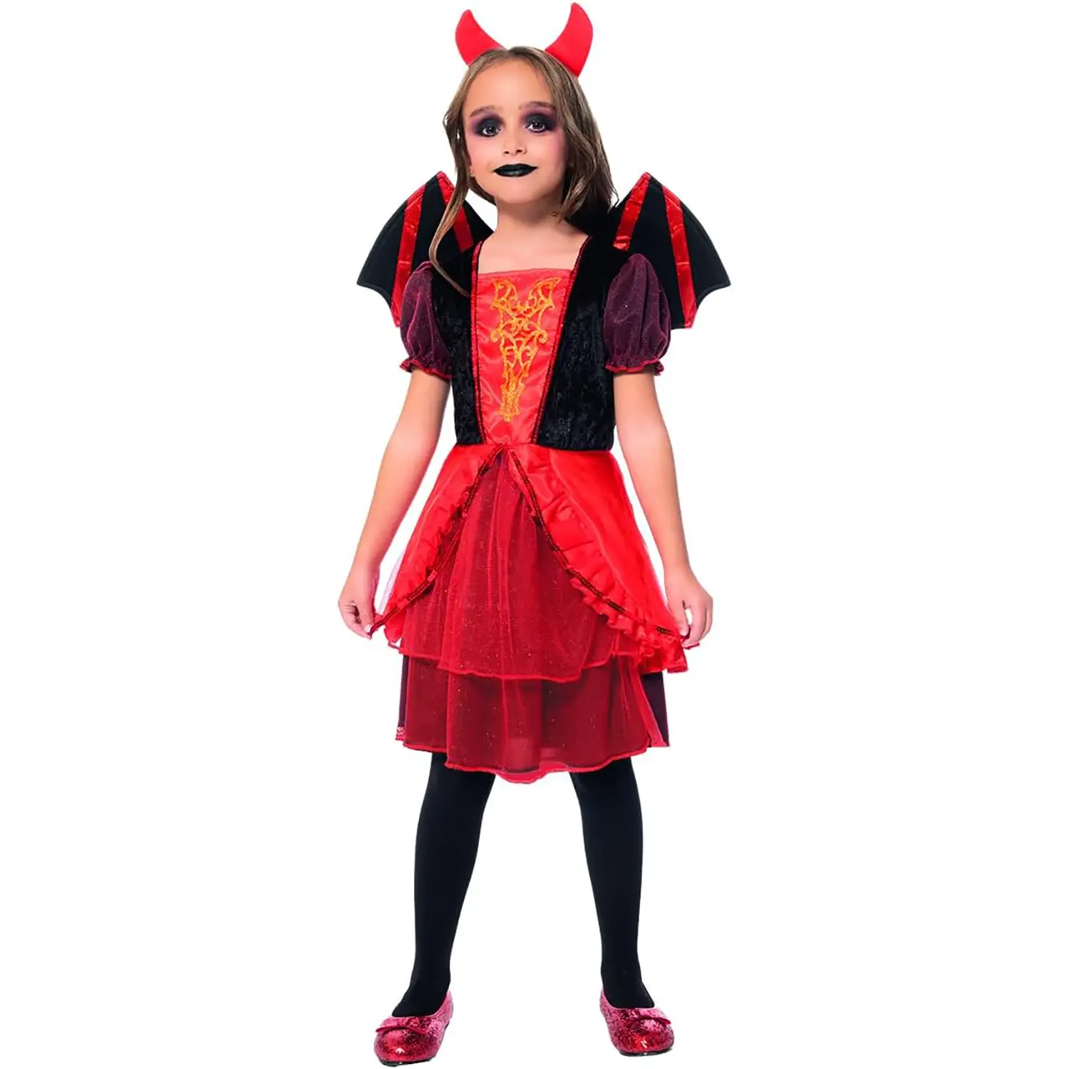 Costume Diavolo Alato per Bambine - Taglia S 7/8 Anni - Abiti halloween