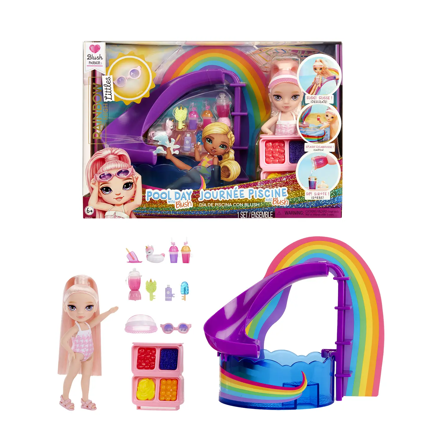 Rainbow High Littles Pool Day con Blush – Playset Spumeggiante! - collezionabili bambina