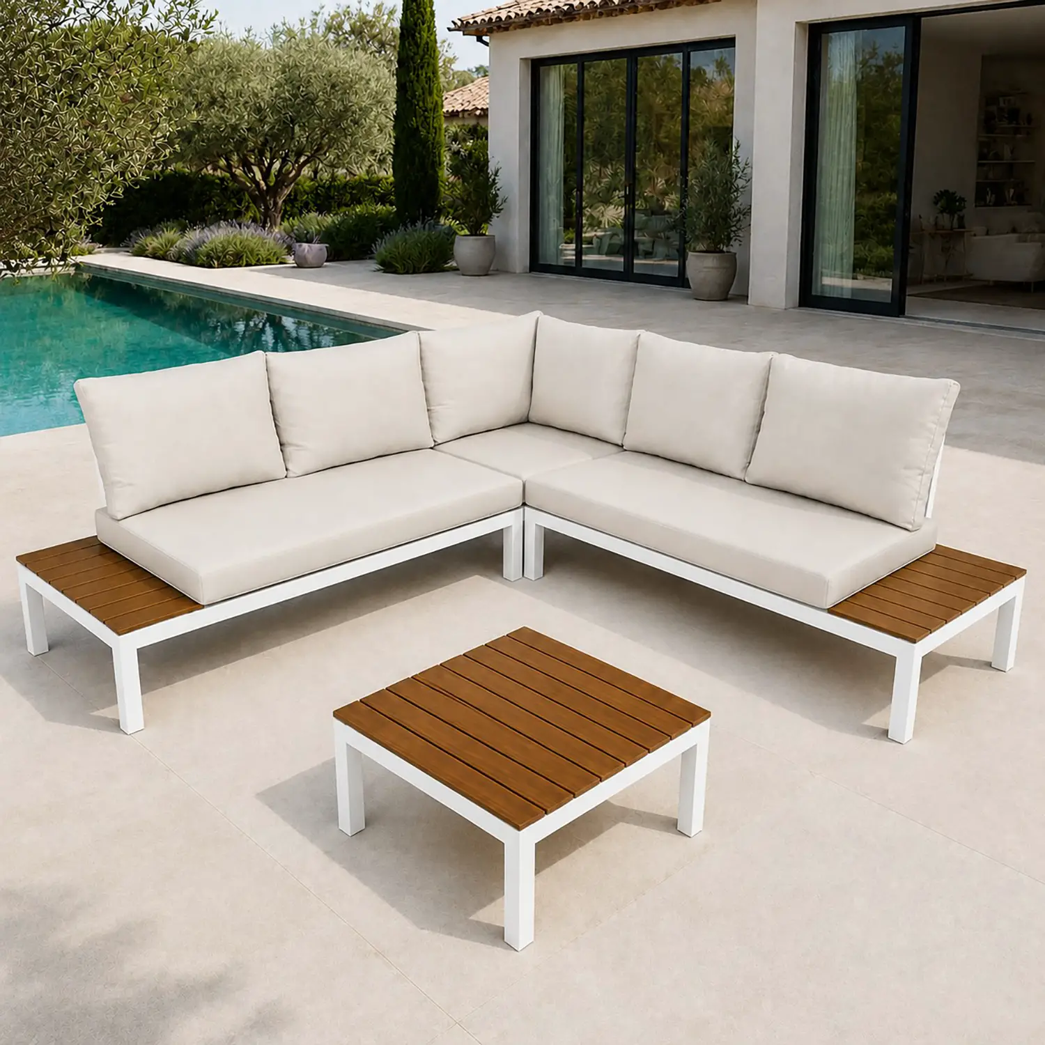 Salotto Vieste Lounge Angolare Bianco In Alluminio Salmar - set e salotti