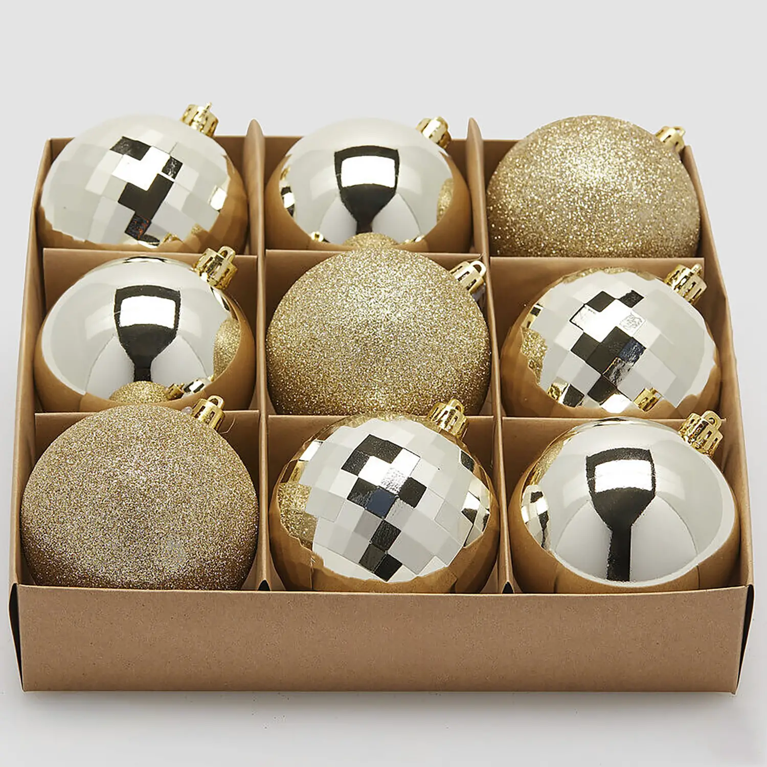 Palline Natale MirrorMix Ø8cm Champagne Set 9 EDG - addobbi albero