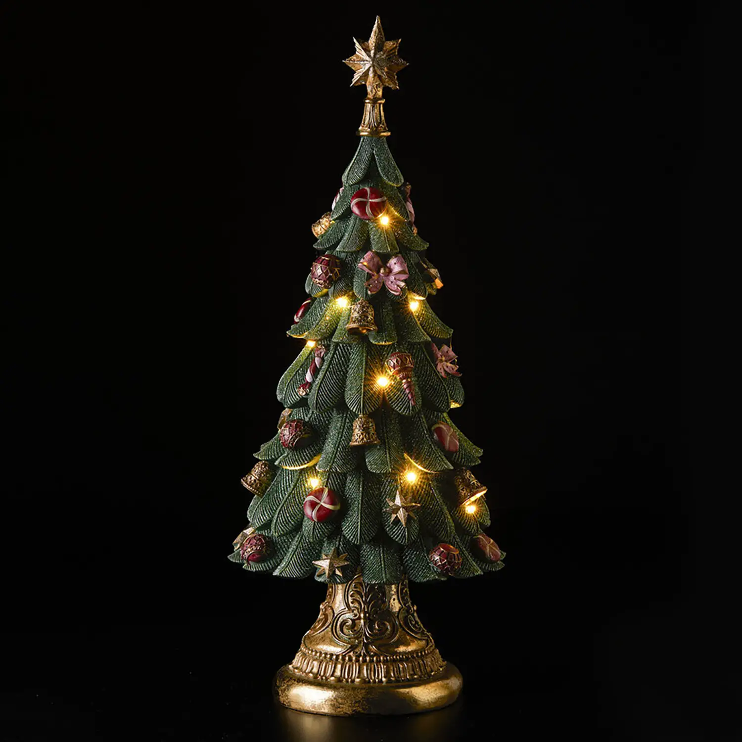 Albero di Natale Decorativo con Luci e Musica H60 Verde Oro - addobbi casa