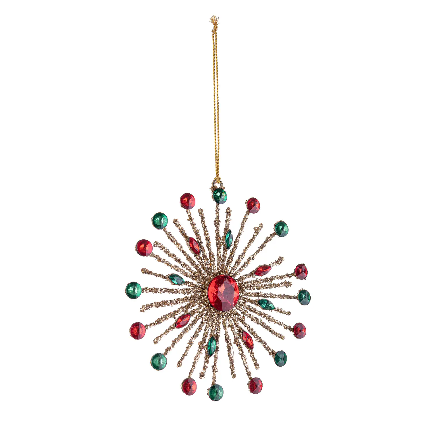 Pendaglio Fiocco Di Neve Natale 15x15 cm Rosso Verde - addobbi albero