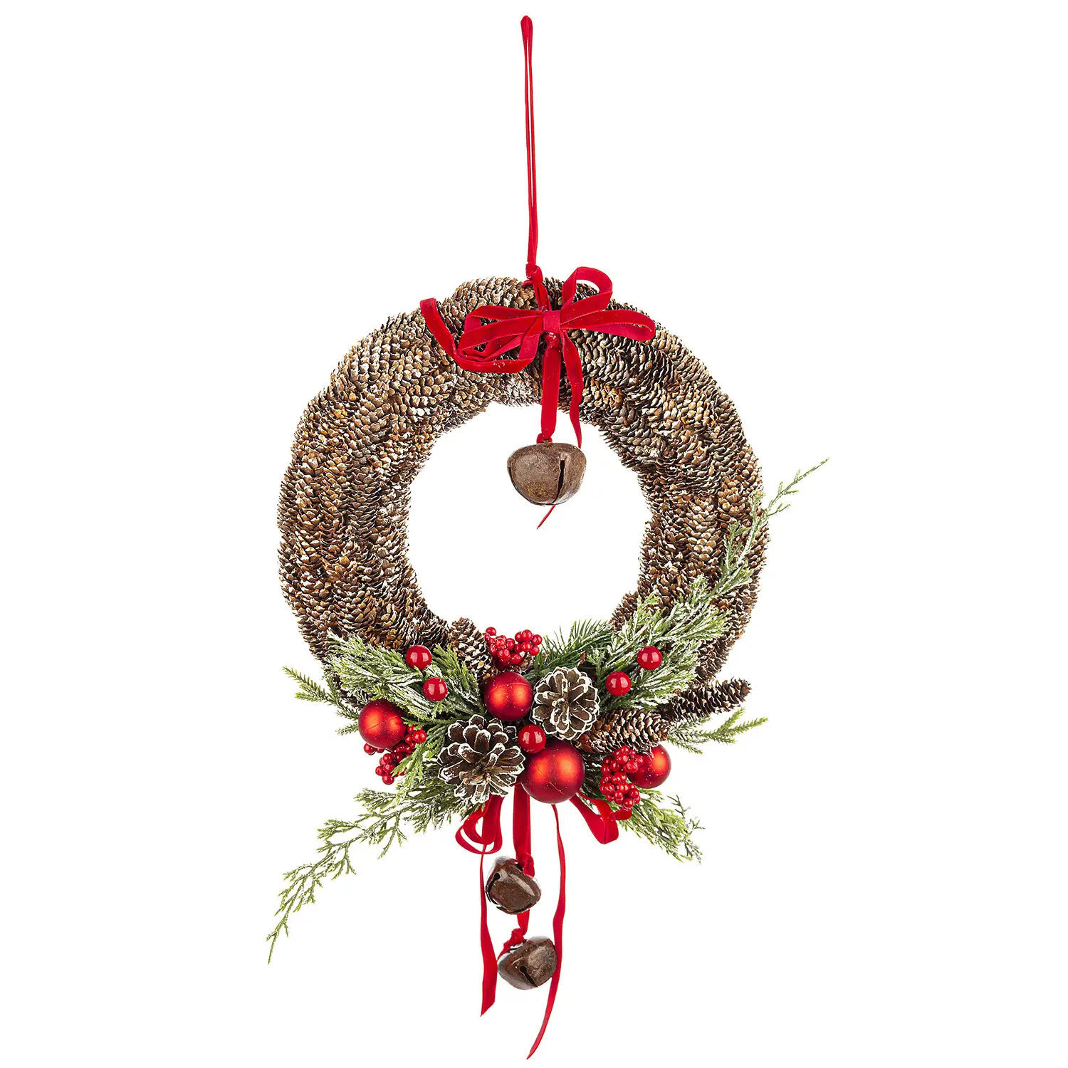 Corona Hilma con Campanello Decorazione Natalizia Large Rossa - fiori e ghirlande