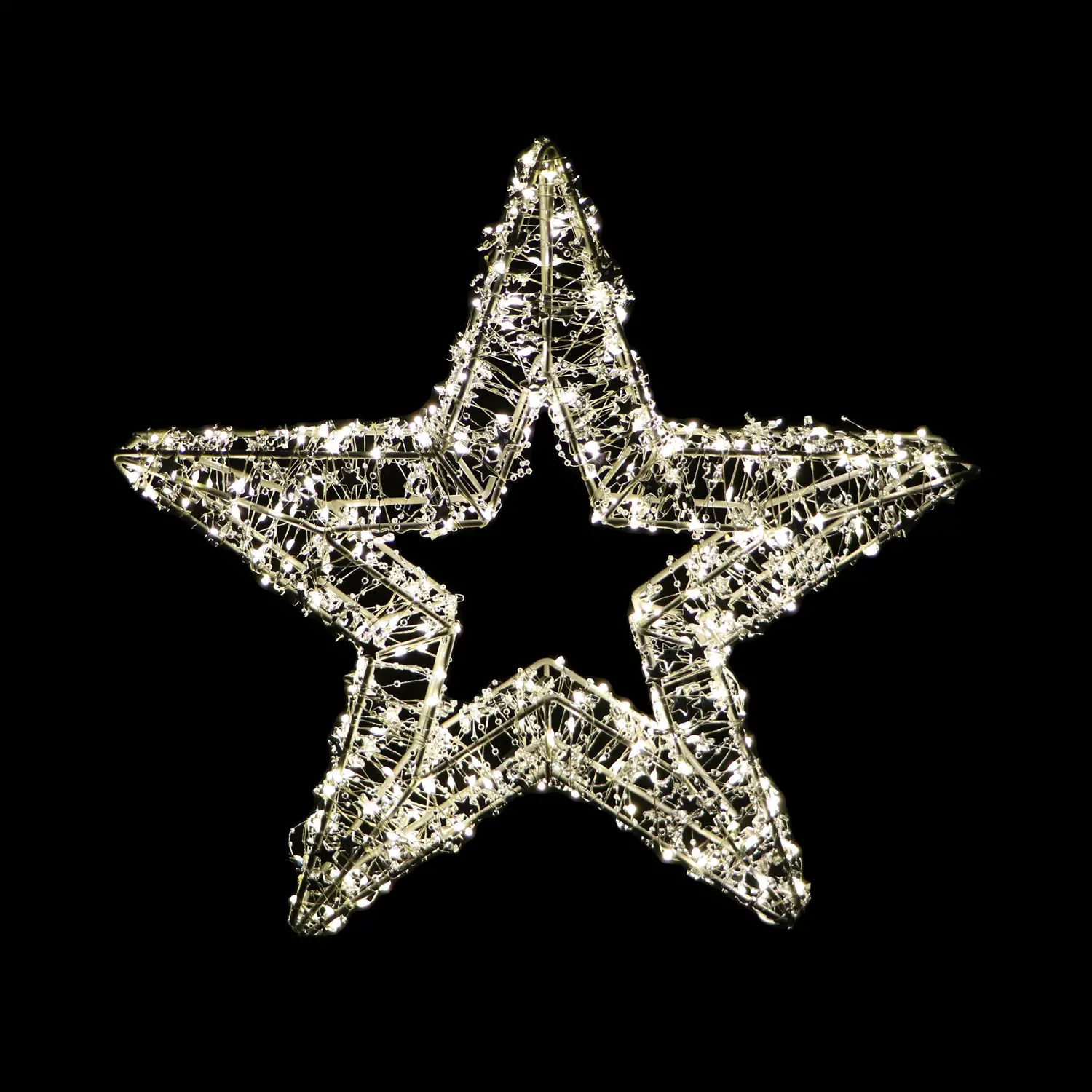 Stella Luminosa Natalizia 40 cm con 400 LED Luce Calda, Struttura Nera, Idonea Anche per Esterni - luci