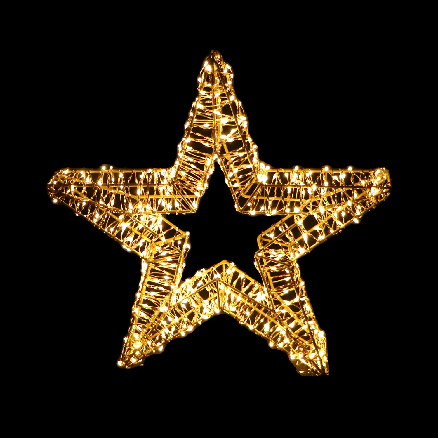 Stella Luminosa Natalizia 40 cm con 600 LED Luce Calda, Struttura Oro, Idonea Anche per Esterni - luci