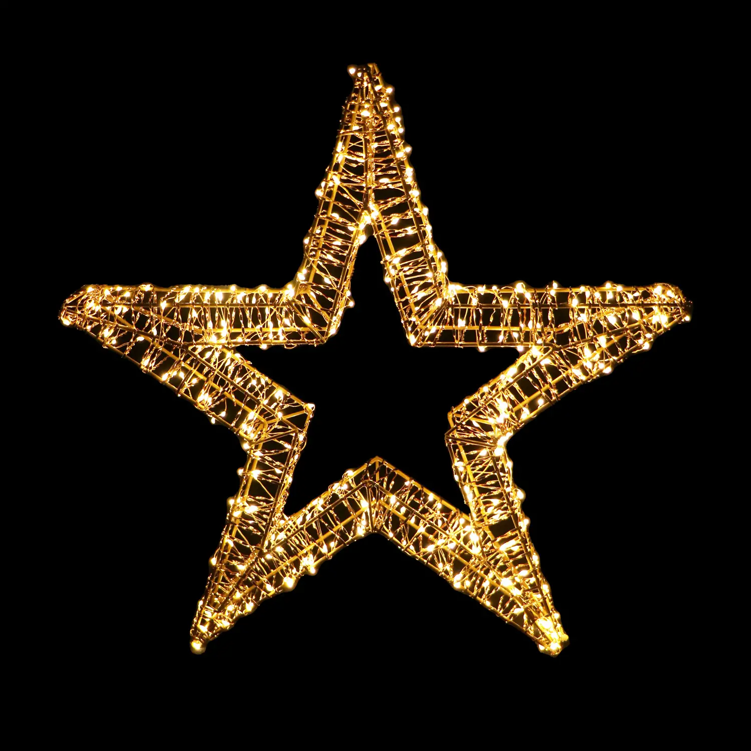 Stella Luminosa Natalizia 70 cm con 1500 LED Luce Calda, Struttura Oro, Idonea Anche per Esterni - luci