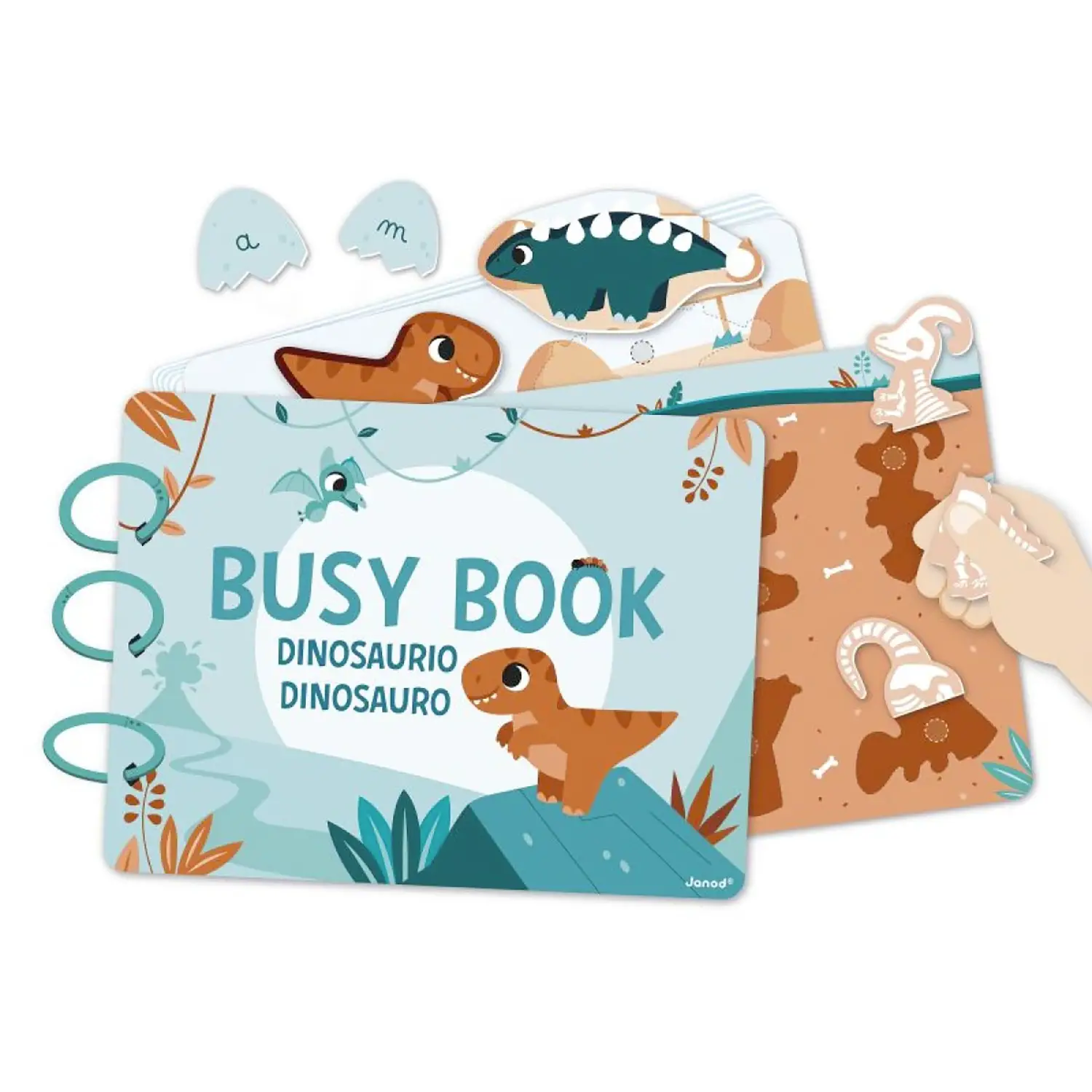 JANOD Busy Book Dinosauri: Libro Interattivo per Bambini - Primi giochi