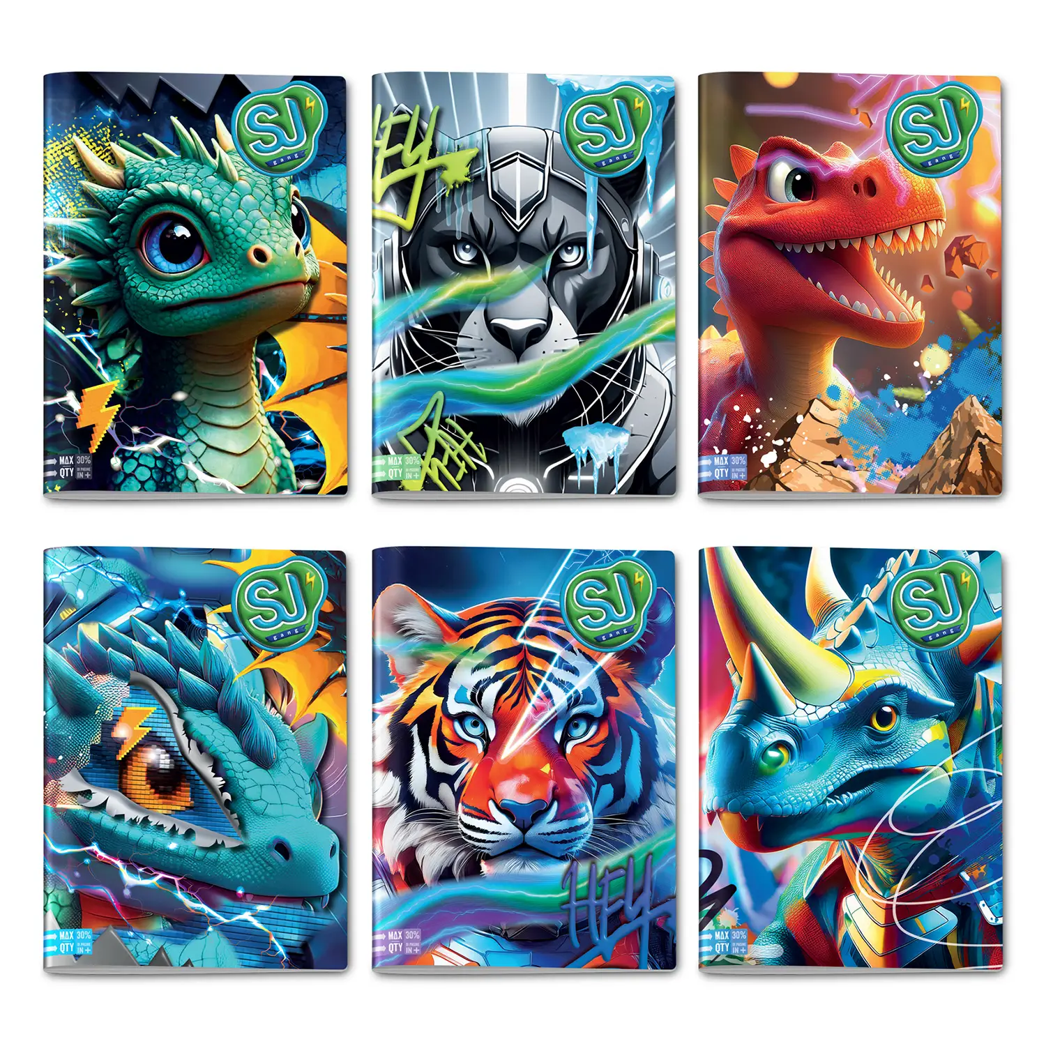 Sj Gang Animali Boy Quaderno A4 Maxi 96/100 Rigatura 10m - Cancelleria varia