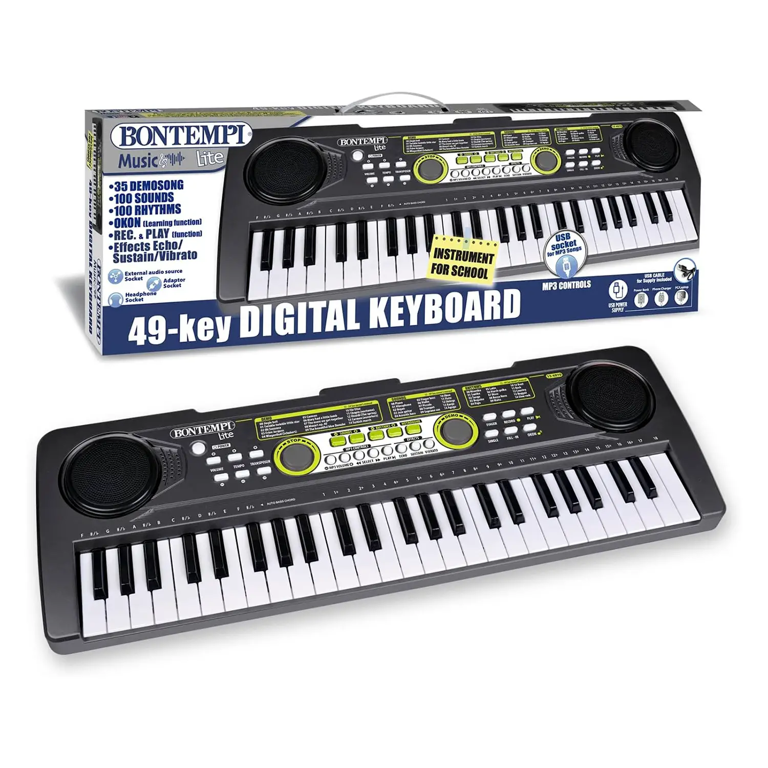 Tastiera Musicale Didattica Bontempi 49 Tasti con Presa USB - 52x18x5 cm - Educazione musicale