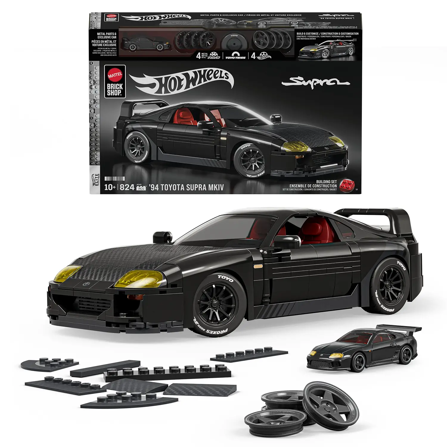 Mattel Brick Shop Hot Wheels Toyota Supra MKIV '94 Elite - 824 pezzi - tematiche
