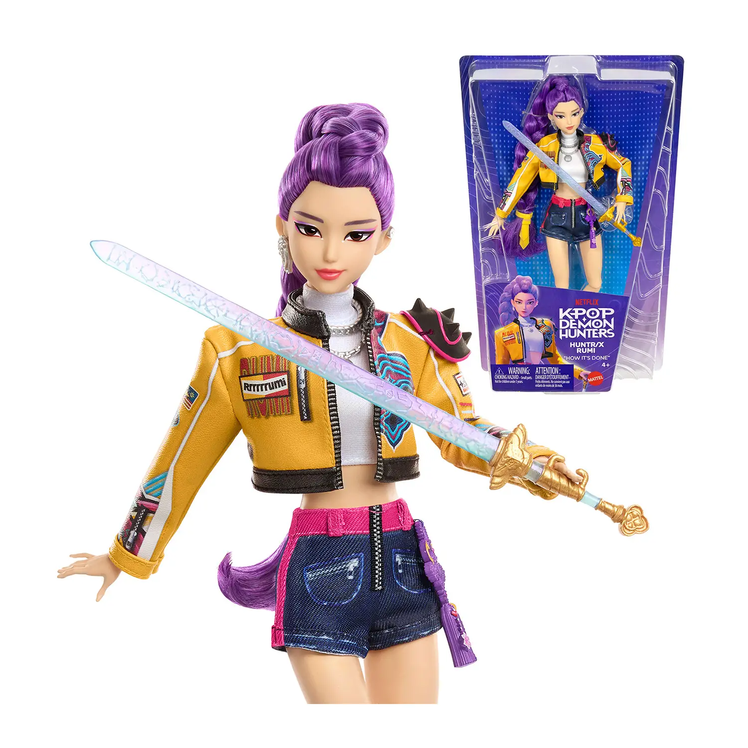 Mattel KPop Demon Hunters Rumi HUNTR/X, Bambola con Spada e Microfono - collezionabili bambina