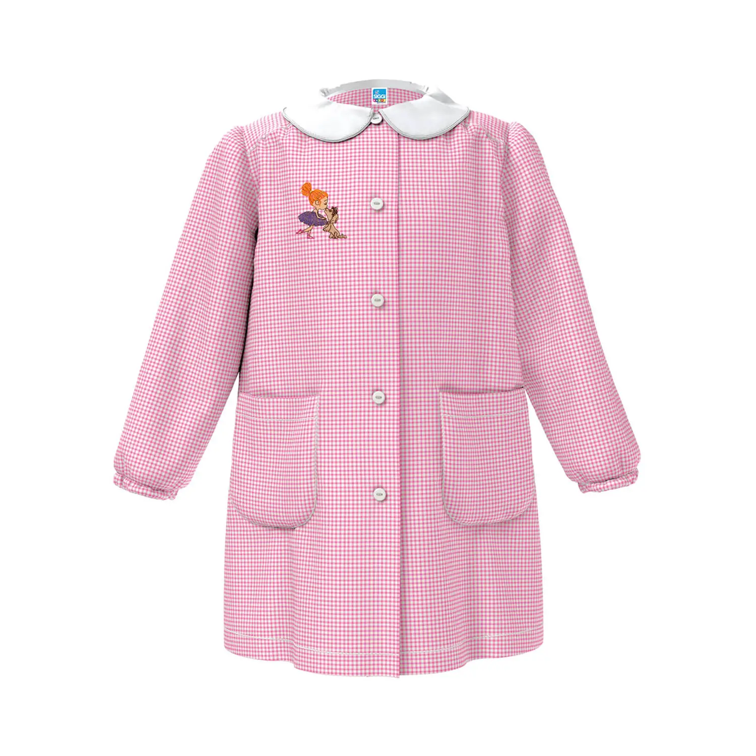 Grembiule Bambina Asilo Bimba Cagnolino Quadrettato Rosa 4 Anni - grembiuli scolastici