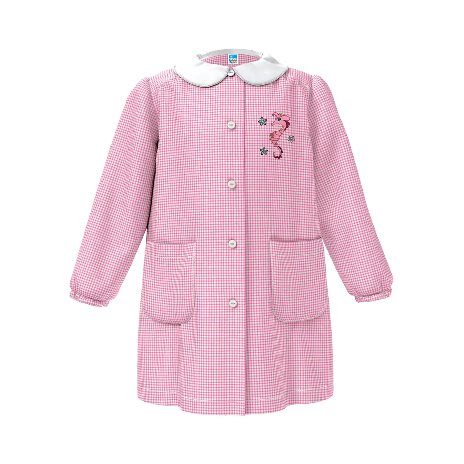 Grembiule Bambina Asilo Cavallo Marino Quadrettato Rosa 5 Anni - grembiuli scolastici