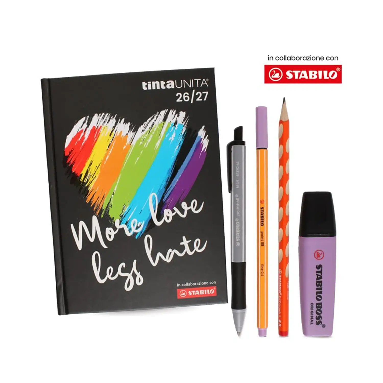 Tinta Unita Stabilo Diario 12 Mesi Con Bustina Accessori More Love - diari