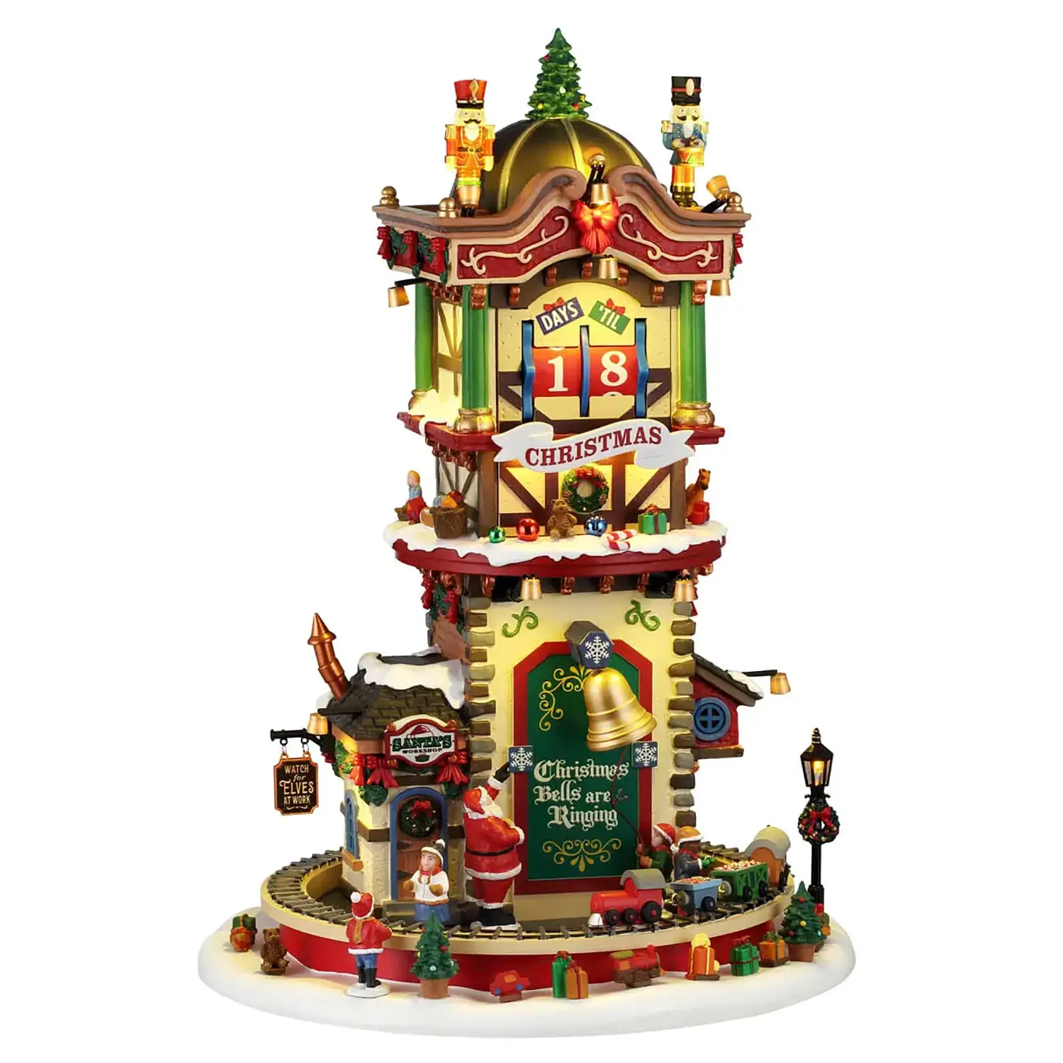 Lemax Christmas Time Countdown 65518 – Laboratorio di Babbo Natale Animato con Luci e Musica - scene e villaggi