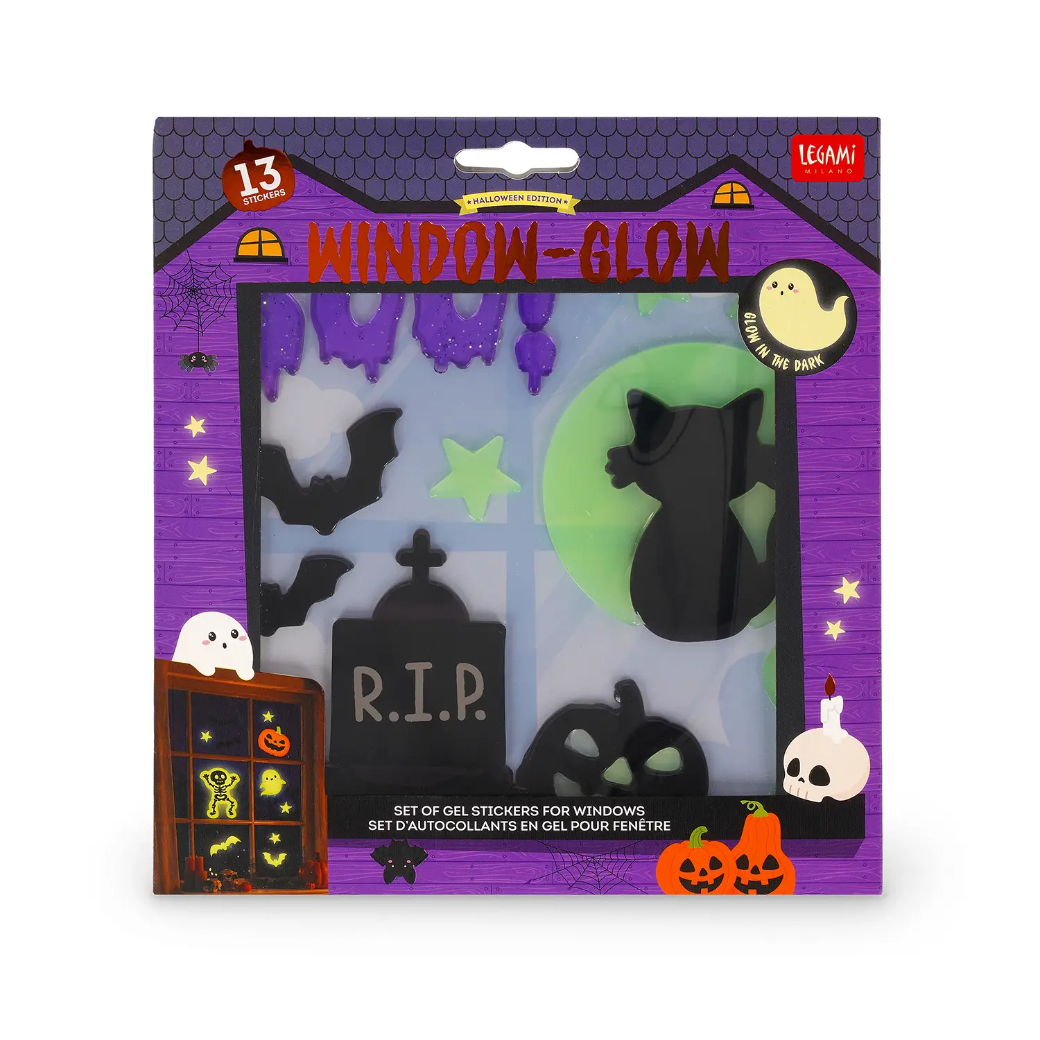 Legami - Window Glow Boo Adesivi Gel Fosforescenti Per Finestre Halloween - legami