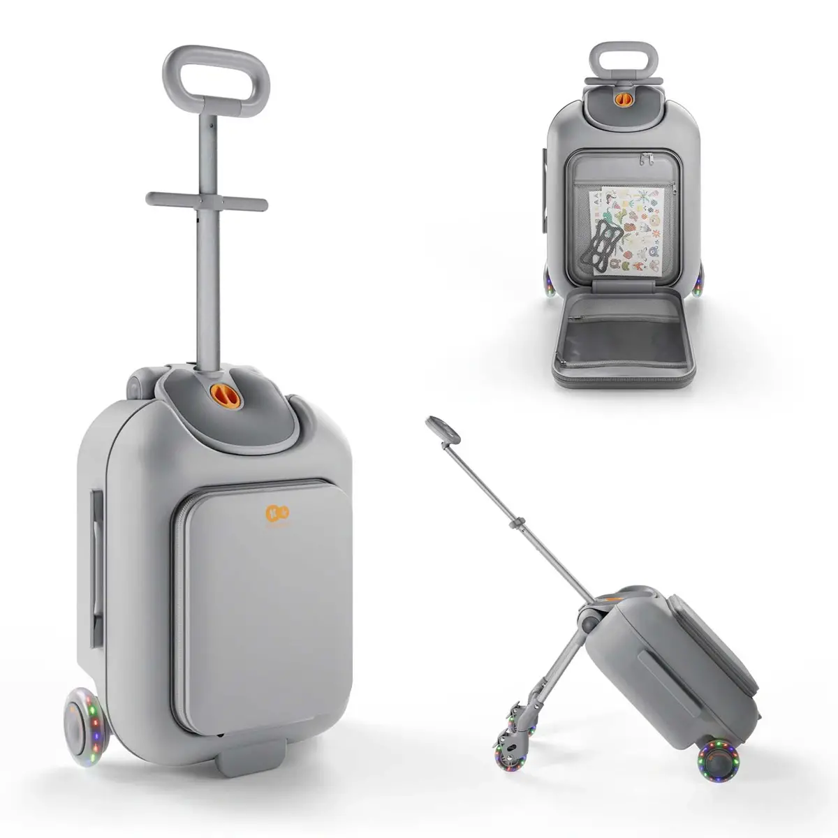 Kinderkraft Cabby Valigia Bambini 2 In 1 Ride-on Da Cabina Grey - valige e borse da viaggio