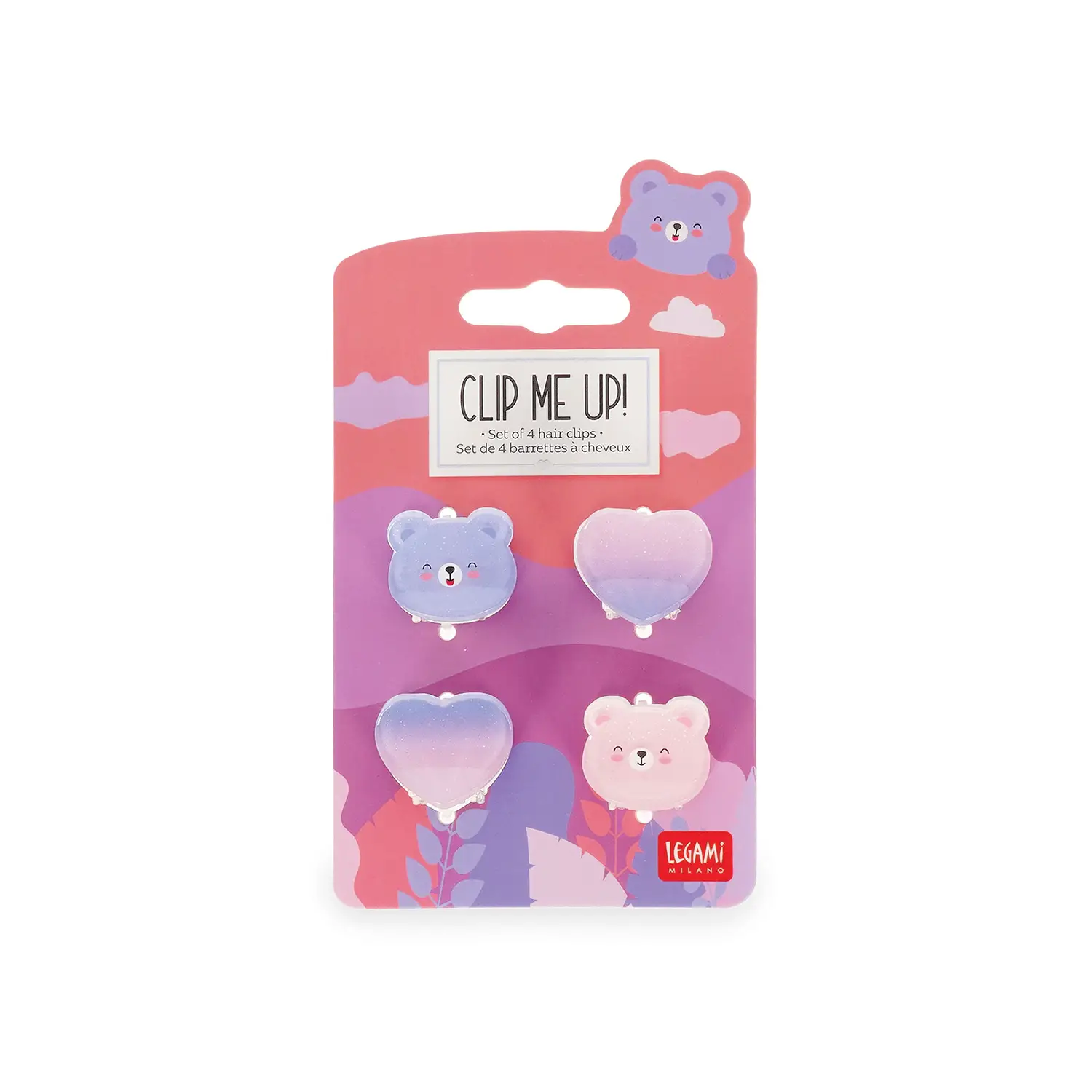 Legami Clip Me Up! - Set Di 4 Mini Mollettine Capelli - Teddy Bear - legami