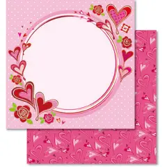 Cartoncini Glitterati a Tema Cuori – 5 Fogli 30,5 x 30,5 cm – Cartoncino Bifacciale