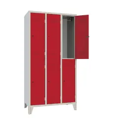 Armadio Casellario Classic 6 Posti con Ante Rosse – Armadietto in Metallo Conforme CAM