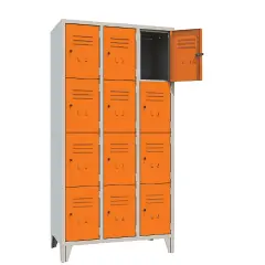 Armadio Casellario Classic 12 Posti con Ante Arancioni – Armadietto in Metallo Conforme CAM