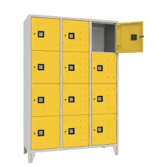 Armadio Casellario Quadro 12 Posti con Ante Gialle – Armadietto in Metallo GIODICART Conforme CAM