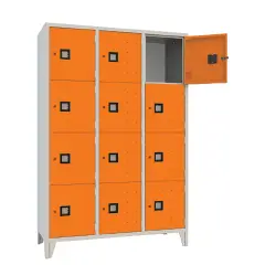 Armadio Casellario Quadro 12 Posti con Ante Arancioni – Armadietto in Metallo Conforme CAM