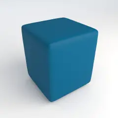 Pouf Quadrato in Ecopelle Ignifuga Azzurro H 46 cm – Conforme CAM