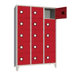 Armadio Casellario 15 Posti con Ante Rosse RAL 3001 – Armadio in Acciaio Conforme CAM