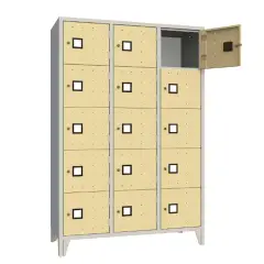 Armadio Casellario 15 Posti con Ante Sabbia RAL 1015 – Armadio in Acciaio Conforme CAM