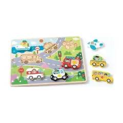 Puzzle in Legno Mezzi di Trasporto, Incastri Educativi ad Alto Spessore