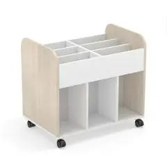 Carrello Portalibri Victory Bianco e Bianco/Naturale – Carrello Portatile per Libri