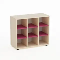Mobile Scuola Infanzia Kubò Betulla 9 Caselle H 75 Cm. Fucsia - Conforme CAM