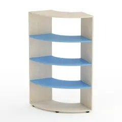 Mobile Scuola Kubò Betulla Curvo Angolare H 150 cm. Ripiani Blu Orizzonte- Conforme CAM