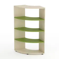Mobile Scuola Kubò Betulla Curvo Angolare H 150 cm. Ripiani Verde Kiwi - Conforme CAM
