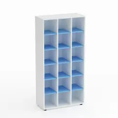 Mobile Scuola Kubò Bianco 18 Caselle H 180 cm. Ripiani Orizzonte - Conforme CAM