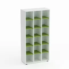 Mobile Scuola Kubò Bianco 18 Caselle H 180 cm. Ripiani Verde Kiwi - Conforme CAM