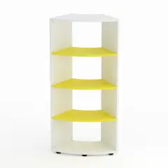 Mobile Scuola Kubò Bianco Curvo 60 Gradi H 150 cm. Ripiani Giallo - Conforme CAM