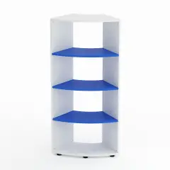 Mobile Scuola Kubò Bianco Curvo 60 Gradi H 150 cm. Ripiani Azzurro - Conforme CAM