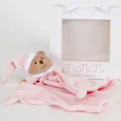 Fazzoletto Denti Puccio Rosa – Doudou per Neonati con Peluche Morbido in 100% Cotone