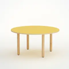 Tavolo Onda Circolare Giallo H 58 cm – Misura 3, Ø 120 cm
