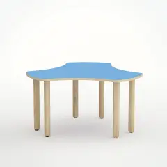 Tavolo Onda Esatondo H 46 Cm - Misura 1 - Blu Orizzonte Per La Scuola Nidi d'Infanzia - Conforme CAM