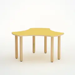 Tavolo Onda Esatondo H 52 Cm - Misura 3 - Giallo Per La Scuola Infanzia - Conforme CAM